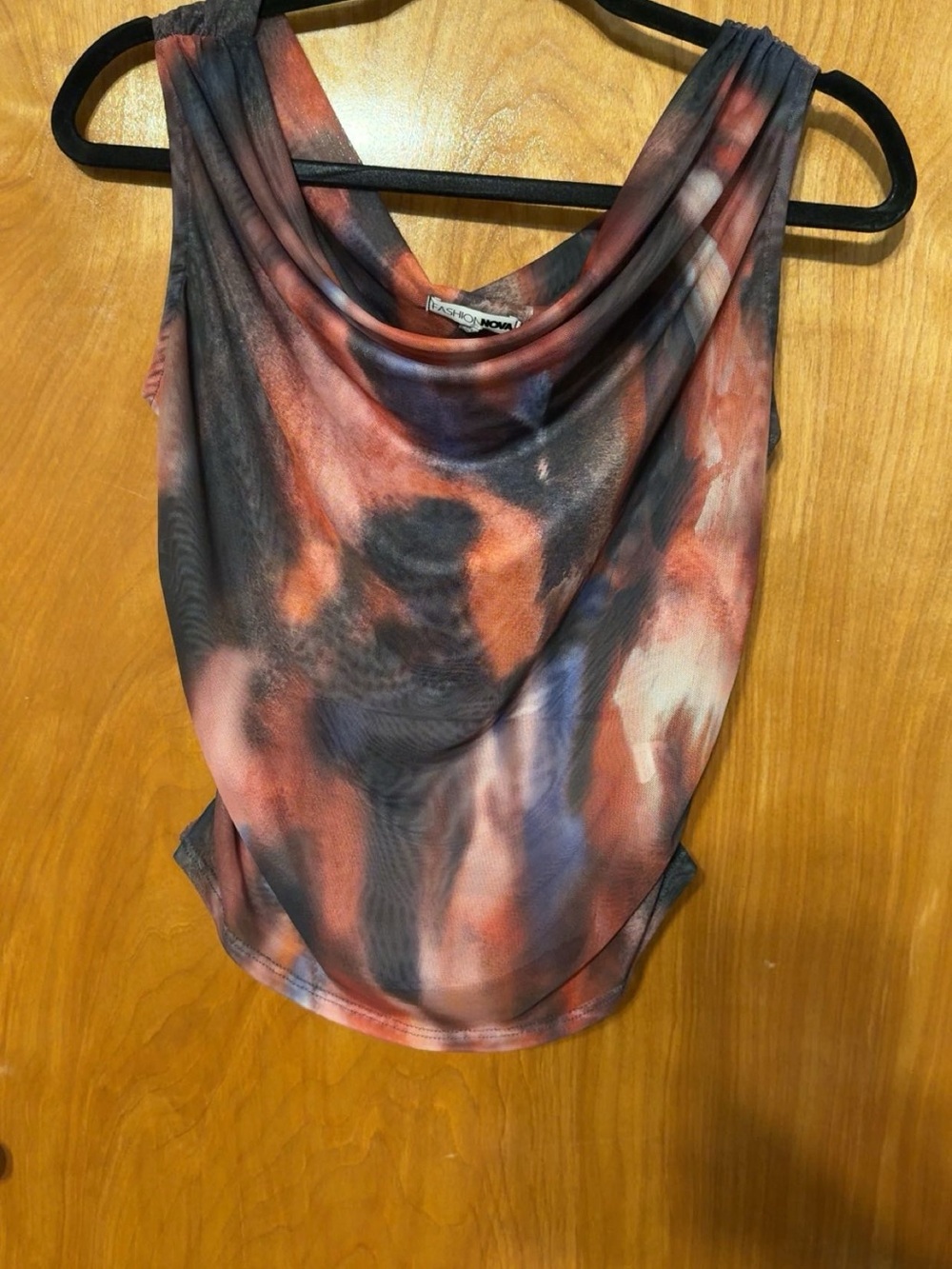 One-Shoulder Marble Print Top in Multi-Color - Picture 2 of 3